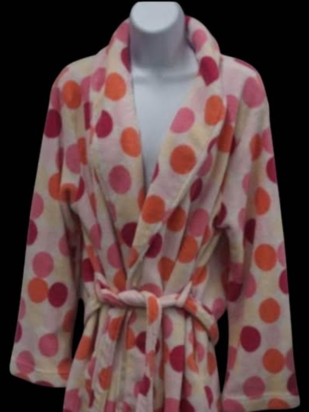 Juniors Youth Size Large Youth CAPELLI Pink & Orange Polka Dot Super Soft Robe